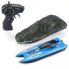 2.4GHz RC Boat with Crocodile Head Shell SpeedBoat 2-in-1 Racing Toy 